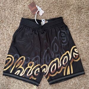 Mitchell & Ness Black and Gold Chicago Bulls Athletic Shorts